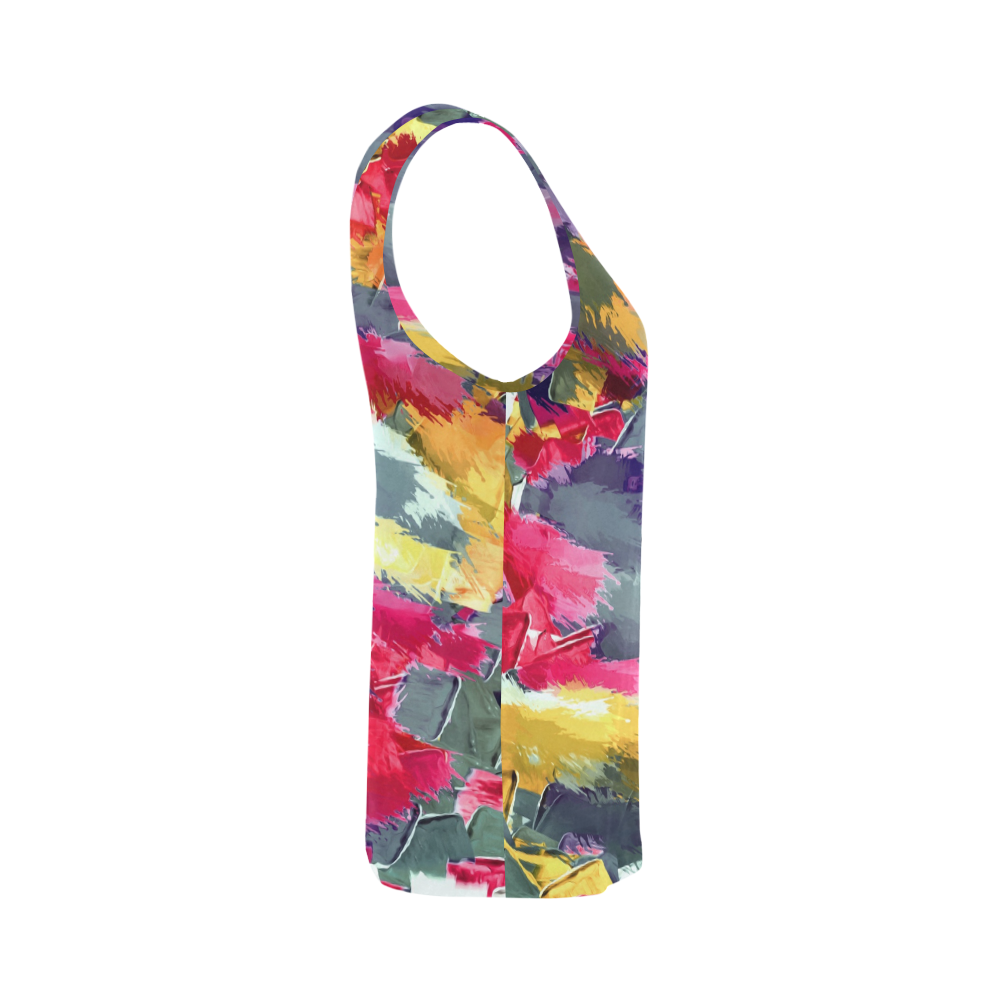 splash painting texture abstract background in red purple yellow All Over Print Tank Top for Women (Model T43)