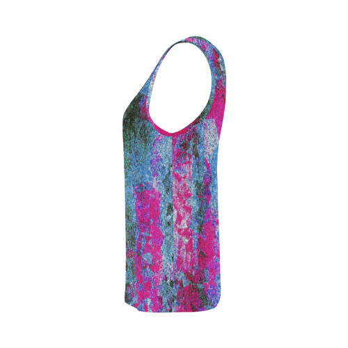 vintage psychedelic painting texture abstract in pink and blue with noise and grain All Over Print Tank Top for Women (Model T43)
