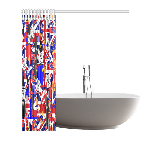 Shower Curtain London Flag UK Brit Bulldog Print by Juleez Shower Curtain 72"x72"