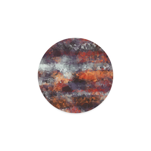 psychedelic geometric polygon shape pattern abstract in orange brown red black Round Coaster