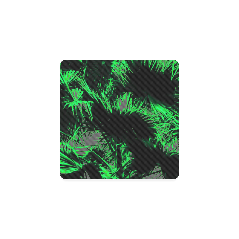 green palm leaves texture abstract background Square Coaster