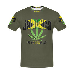 LIFE IS A MIRACLE POOL - JAMAICA CANNABIS All Over Print T-Shirt for Men (USA Size) (Model T40)