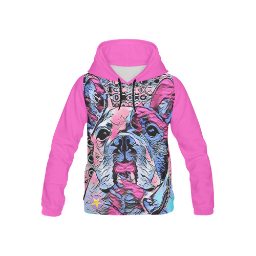 FRENCH BULLDOG PINK BY CRASSCO KIDS All Over Print Hoodie for Kid (USA Size) (Model H13)