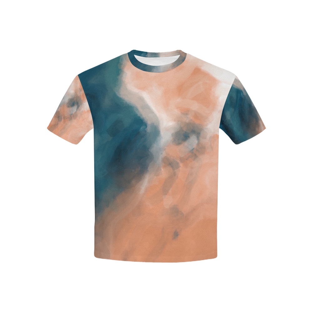 psychedelic splash painting texture abstract background in brown and blue Kids' All Over Print T-shirt (USA Size) (Model T40)
