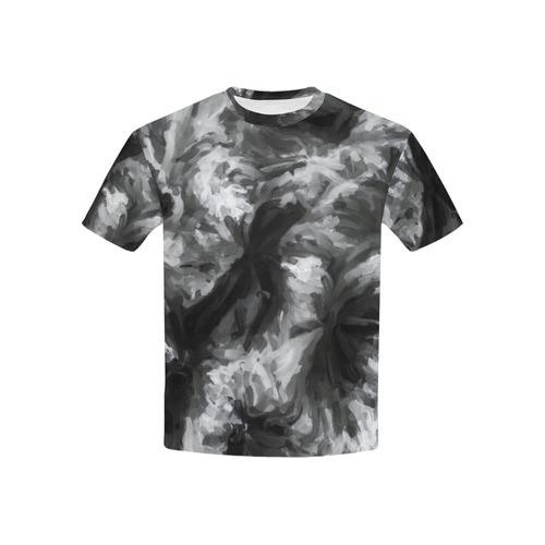 camouflage abstract painting texture background in black and white Kids' All Over Print T-shirt (USA Size) (Model T40)
