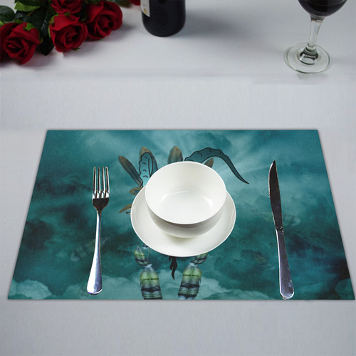 The billy goat with feathers and flowers Placemat 14’’ x 19’’