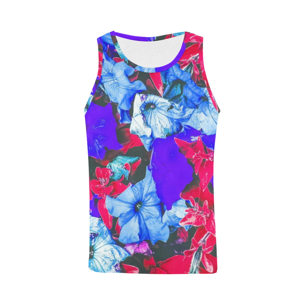 closeup flower texture abstract in blue purple red All Over Print Tank Top for Men (Model T43)