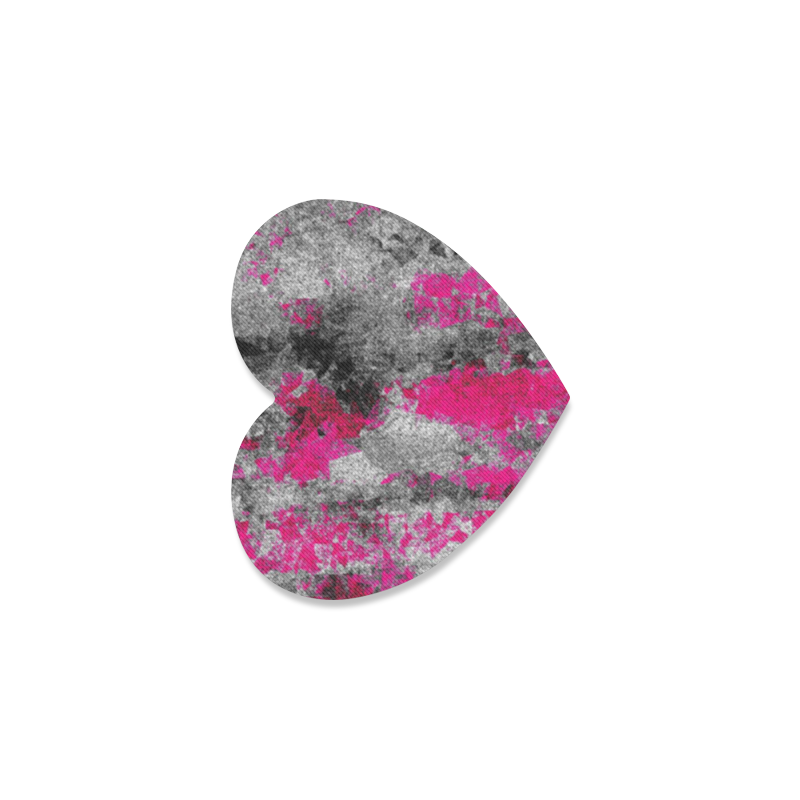 vintage psychedelic painting texture abstract in pink and black with noise and grain Heart Coaster