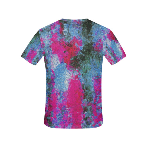 vintage psychedelic painting texture abstract in pink and blue with noise and grain All Over Print T-Shirt for Women (USA Size) (Model T40)