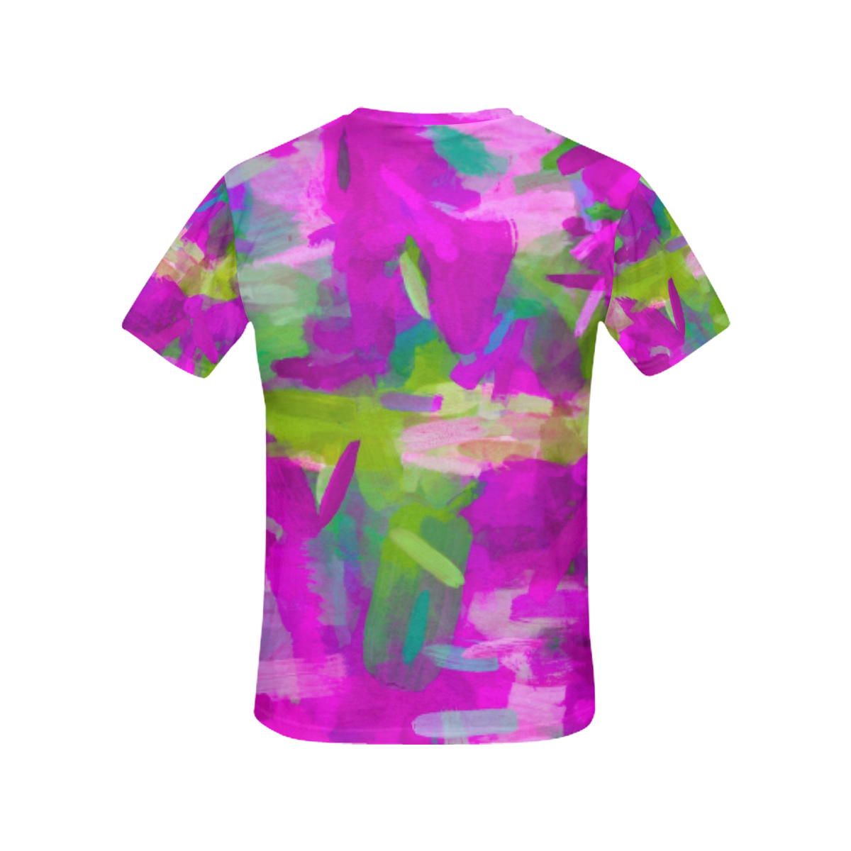 splash painting abstract texture in purple pink green All Over Print T-Shirt for Women (USA Size) (Model T40)
