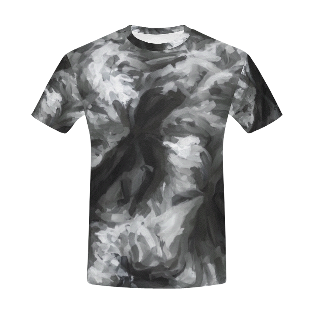 camouflage abstract painting texture background in black and white All Over Print T-Shirt for Men (USA Size) (Model T40)