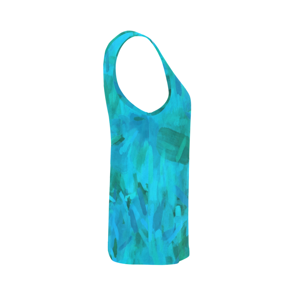 splash painting abstract texture in blue and green All Over Print Tank Top for Women (Model T43)