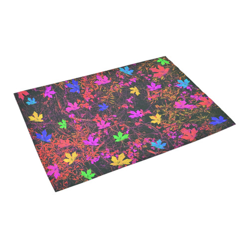 maple leaf in yellow green pink blue red with red and orange creepers plants background Azalea Doormat 24" x 16" (Sponge Material)