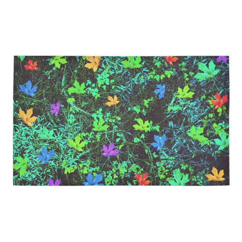 maple leaf in pink blue green yellow orange with green creepers plants background Azalea Doormat 30" x 18" (Sponge Material)