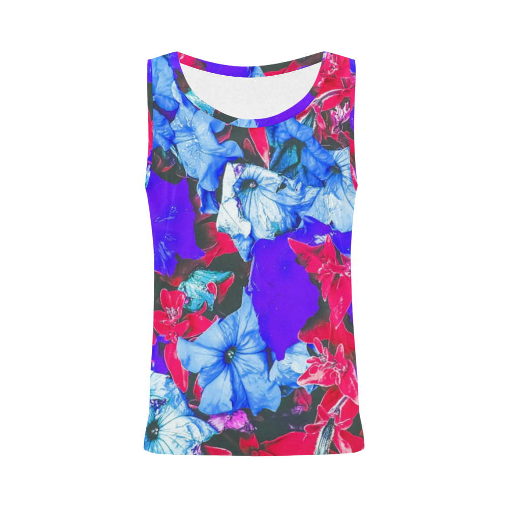 closeup flower texture abstract in blue purple red All Over Print Tank Top for Women (Model T43)