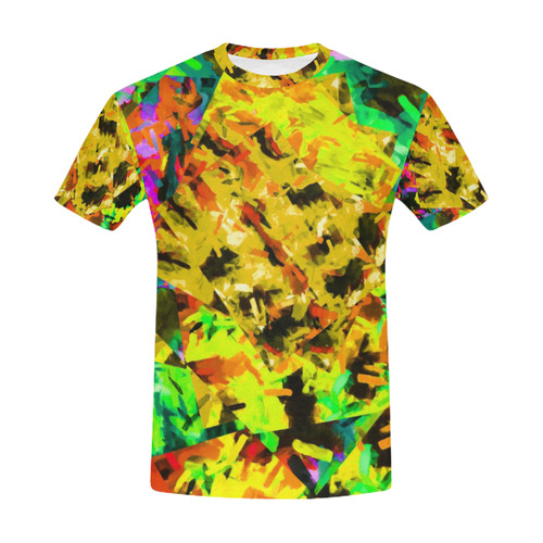 camouflage splash painting abstract in yellow green brown red orange All Over Print T-Shirt for Men (USA Size) (Model T40)