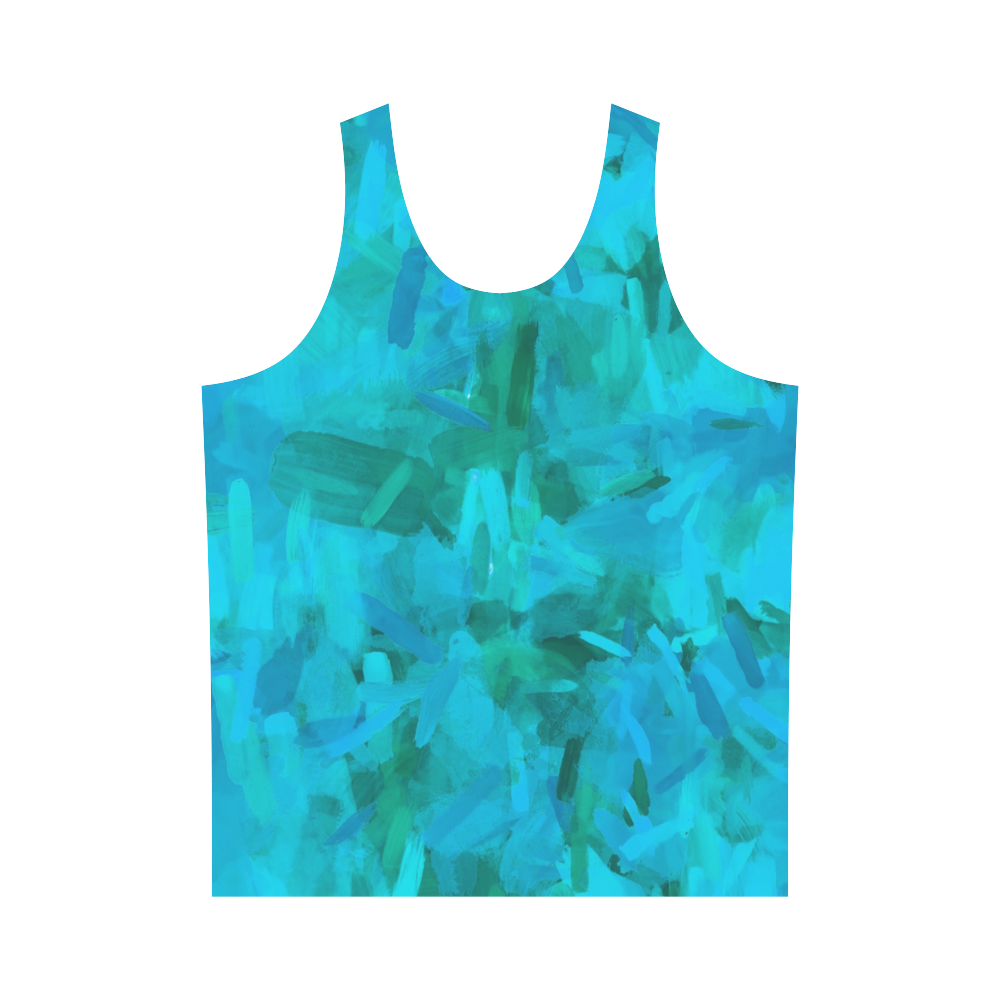 splash painting abstract texture in blue and green All Over Print Tank Top for Men (Model T43)