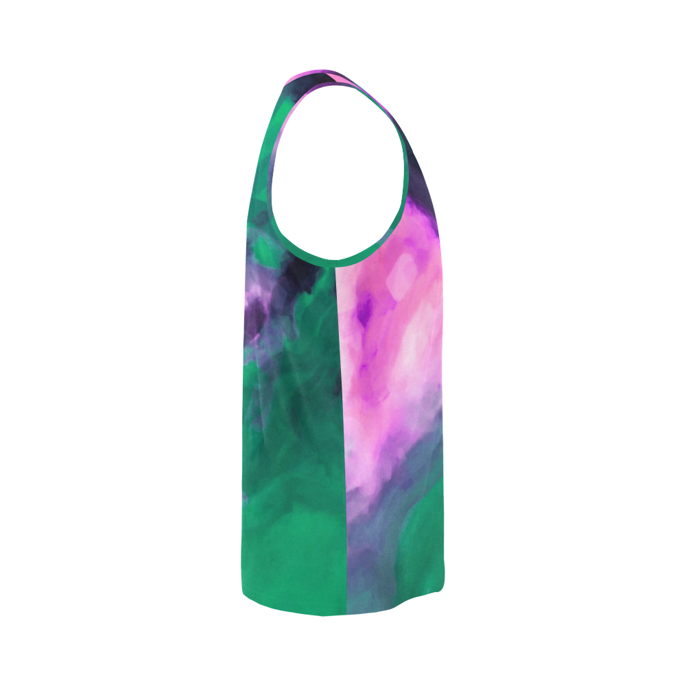 psychedelic splash painting texture abstract background in green and pink All Over Print Tank Top for Men (Model T43)