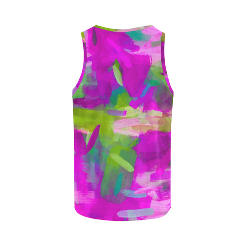 splash painting abstract texture in purple pink green All Over Print Tank Top for Men (Model T43)