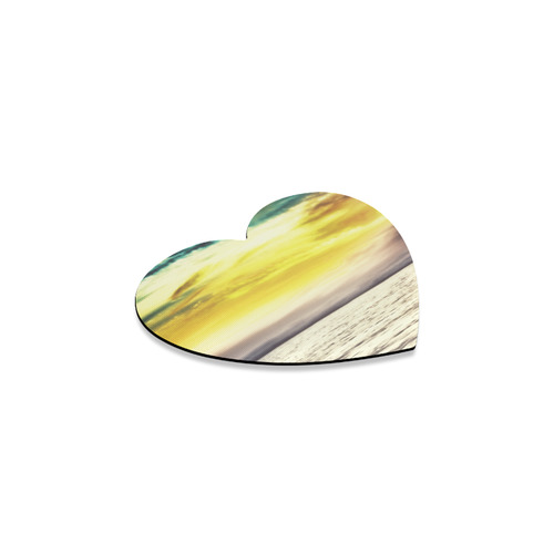 cloudy sunset sky with ocean view Heart Coaster