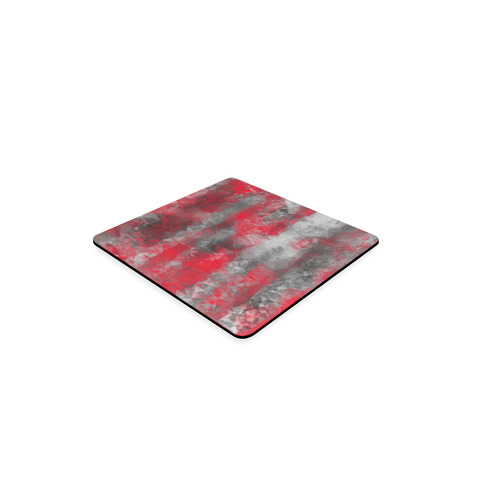 psychedelic geometric polygon shape pattern abstract in red and black Square Coaster