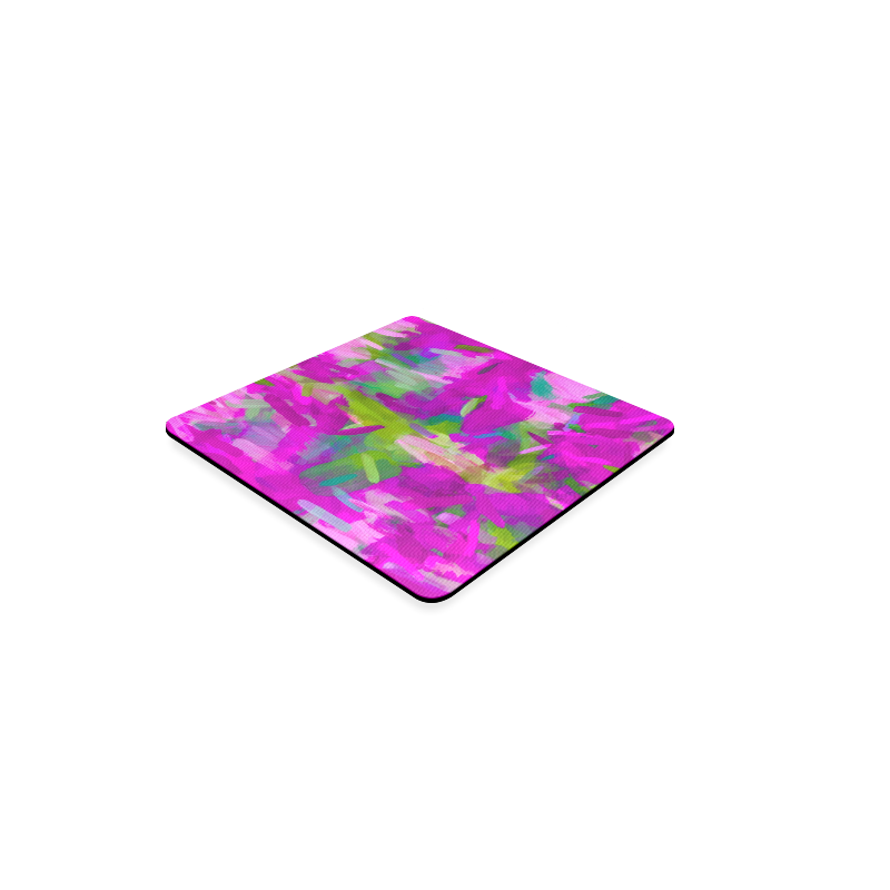 splash painting abstract texture in purple pink green Square Coaster