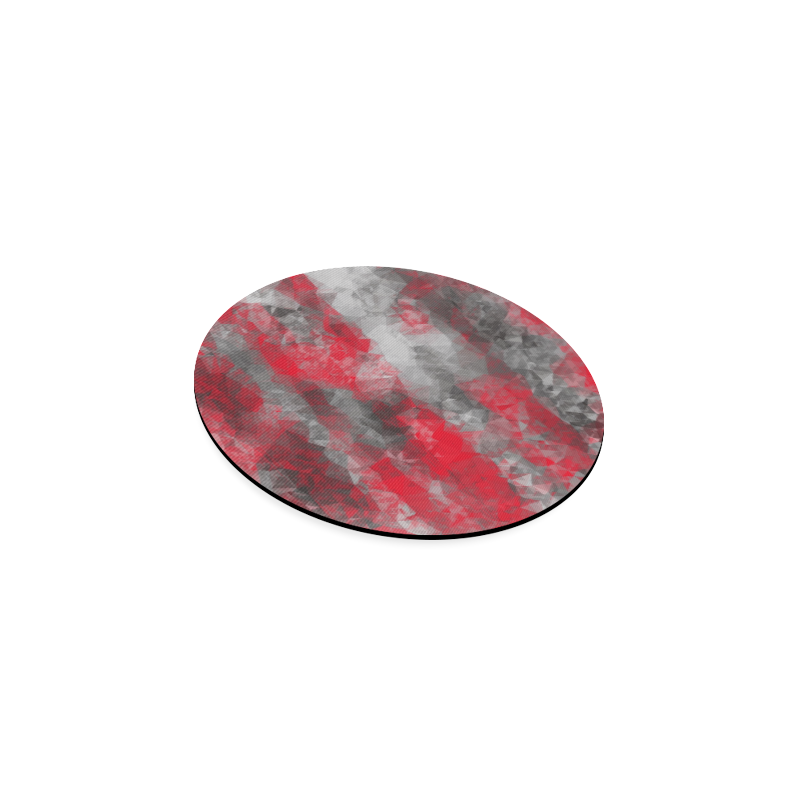 psychedelic geometric polygon shape pattern abstract in red and black Round Coaster