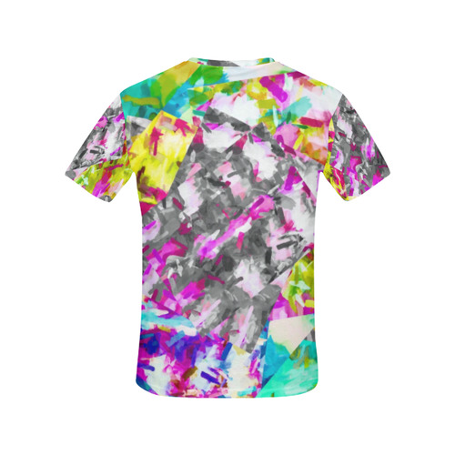 camouflage psychedelic splash painting abstract in pink blue yellow green purple All Over Print T-Shirt for Women (USA Size) (Model T40)