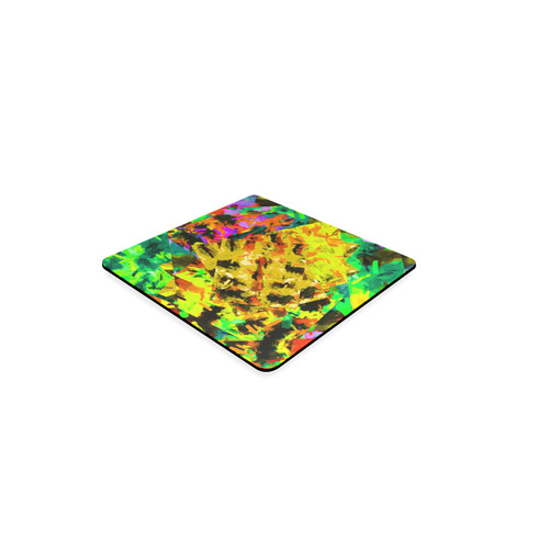 camouflage splash painting abstract in yellow green brown red orange Square Coaster
