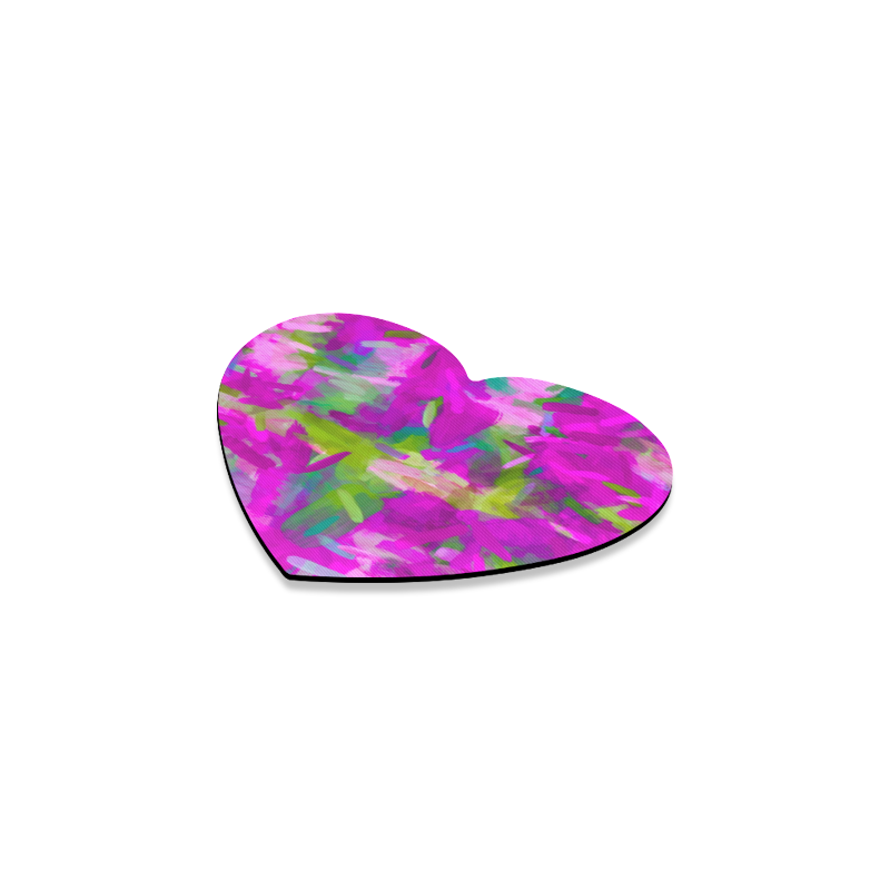splash painting abstract texture in purple pink green Heart Coaster