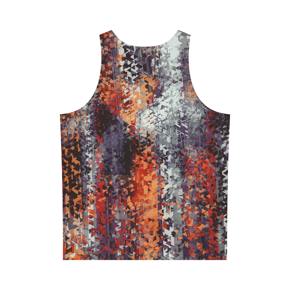 psychedelic geometric polygon shape pattern abstract in black orange brown red All Over Print Tank Top for Men (Model T43)