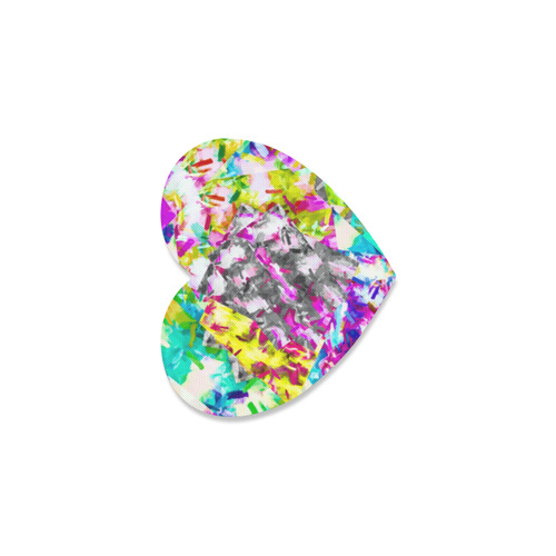 camouflage psychedelic splash painting abstract in pink blue yellow green purple Heart Coaster