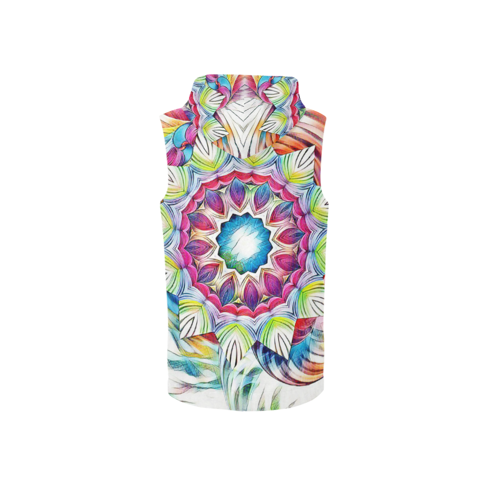 Sunshine Feeling Mandala All Over Print Sleeveless Zip Up Hoodie for Women (Model H16)