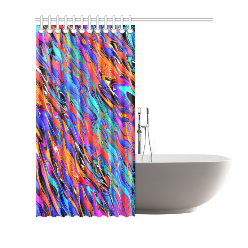 Colorful Print Shower Curtain Water Fire Design by Juleez Shower Curtain 72"x72"