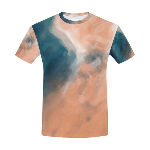 psychedelic splash painting texture abstract background in brown and blue All Over Print T-Shirt for Men (USA Size) (Model T40)