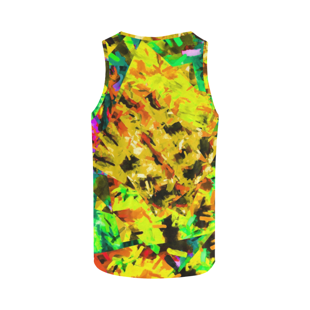 camouflage splash painting abstract in yellow green brown red orange All Over Print Tank Top for Men (Model T43)