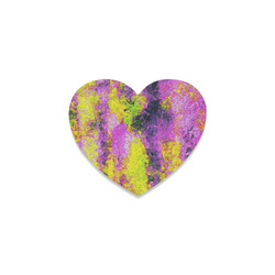 vintage psychedelic painting texture abstract in pink and yellow with noise and grain Heart Coaster