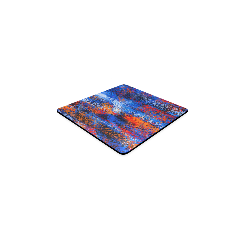 psychedelic geometric polygon shape pattern abstract in blue red orange Square Coaster