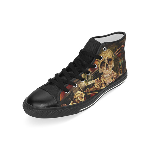 Steampunk Alchemist Mage Roses Celtic Skull Men’s Classic High Top Canvas Shoes (Model 017)
