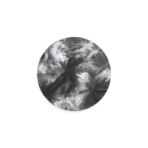 camouflage abstract painting texture background in black and white Round Coaster