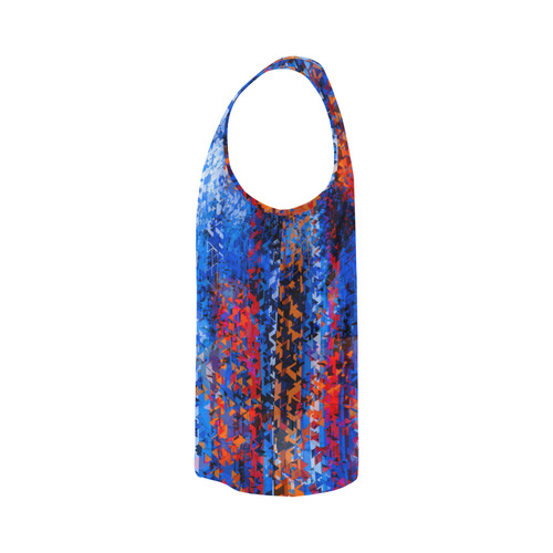 psychedelic geometric polygon shape pattern abstract in blue red orange All Over Print Tank Top for Men (Model T43)