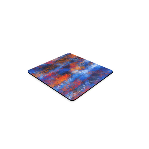 psychedelic geometric polygon shape pattern abstract in red orange blue Square Coaster