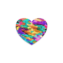 psychedelic splash painting texture abstract background in pink green purple yellow brown Heart Coaster