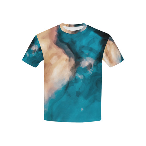 vintage splash painting texture abstract in blue and brown Kids' All Over Print T-shirt (USA Size) (Model T40)