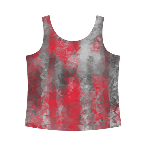 psychedelic geometric polygon shape pattern abstract in red and black All Over Print Tank Top for Women (Model T43)