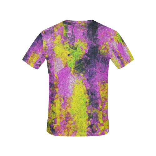 vintage psychedelic painting texture abstract in pink and yellow with noise and grain All Over Print T-Shirt for Women (USA Size) (Model T40)