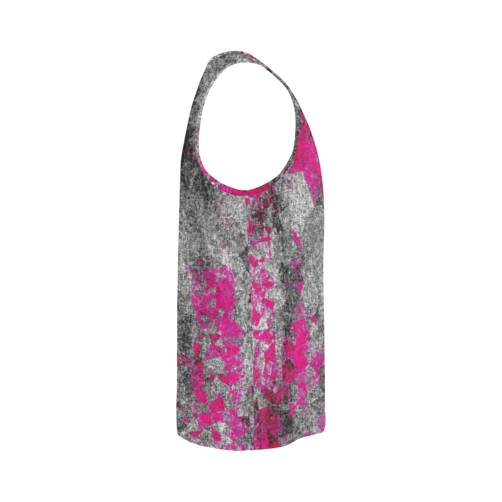 vintage psychedelic painting texture abstract in pink and black with noise and grain All Over Print Tank Top for Men (Model T43)