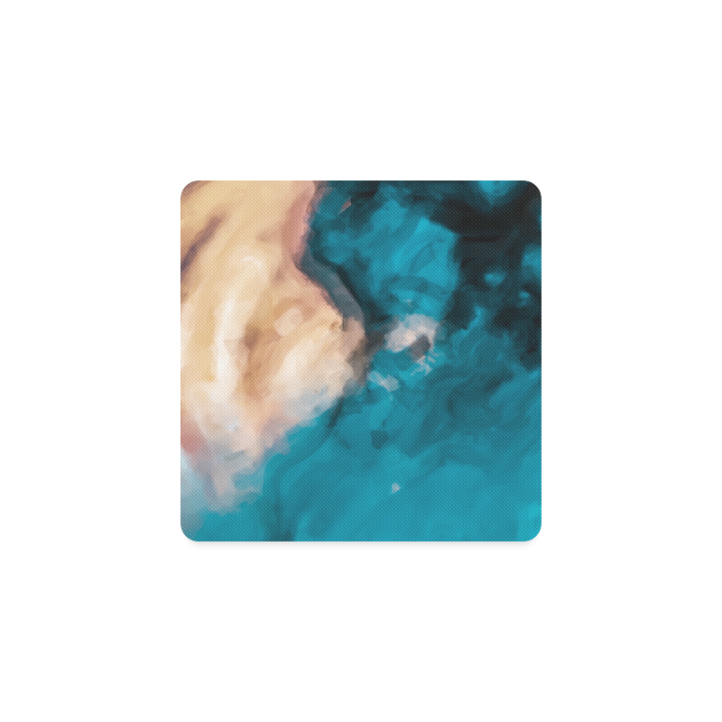 vintage splash painting texture abstract in blue and brown Square Coaster
