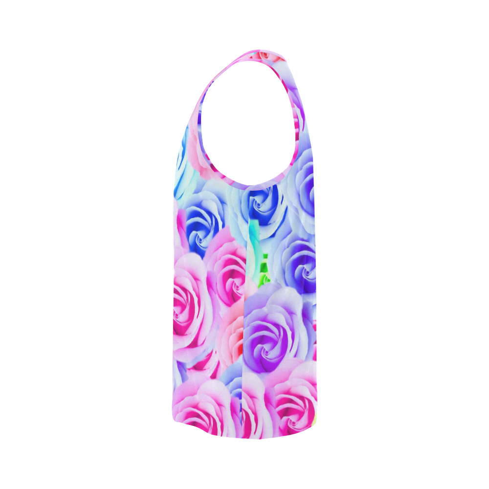closeup colorful rose texture background in pink purple blue green All Over Print Tank Top for Men (Model T43)