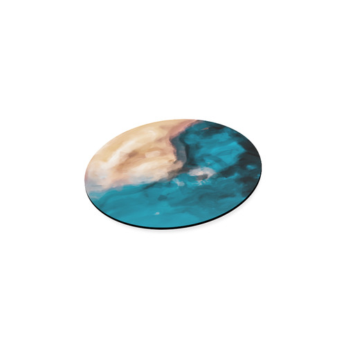 vintage splash painting texture abstract in blue and brown Round Coaster